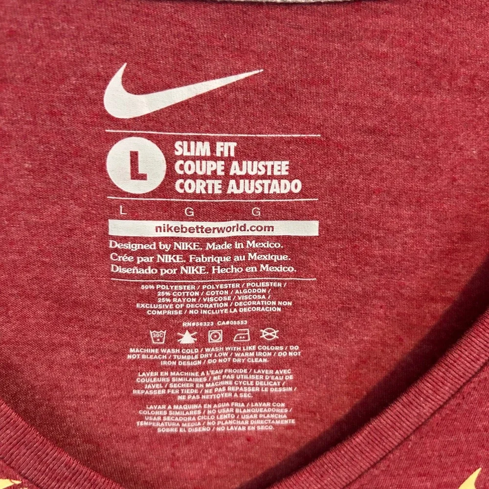 Nike FSU Seminoles Womens Large Slim Fit V-Neck T-Shirt Garnet Red Noles Logo